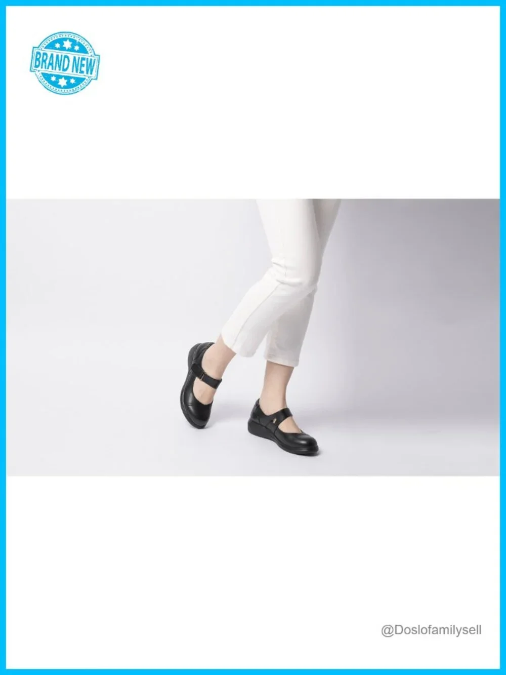 Mary Jane Flats Faux Leather Arch Support Hook and Loop Comfortable Work Shoes